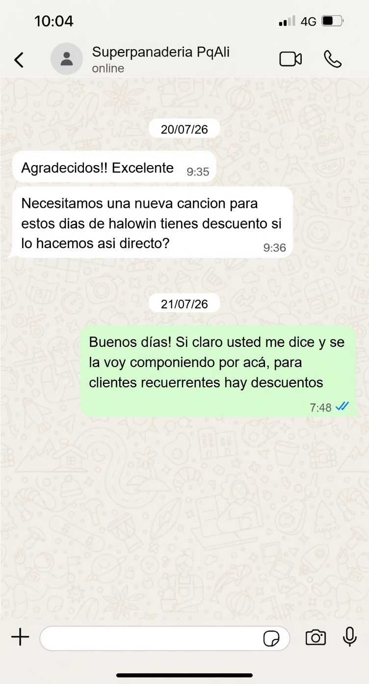 Cliente agradecido que solicita una nueva canción